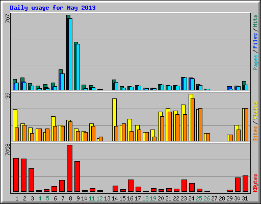 Daily usage for May 2013