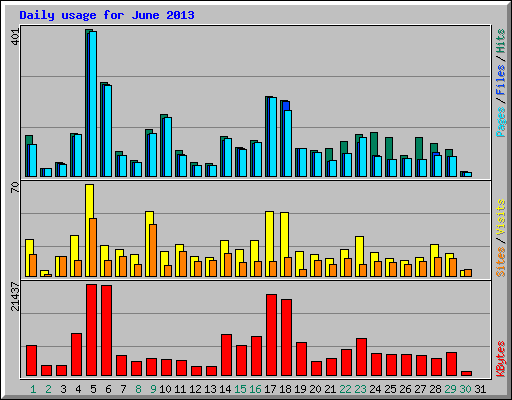 Daily usage for June 2013