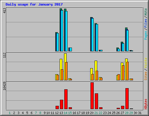 Daily usage for January 2017