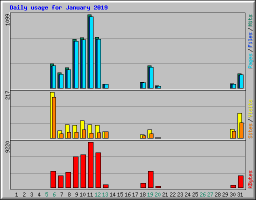 Daily usage for January 2019