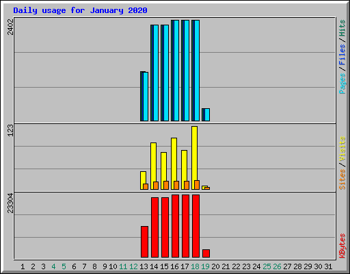Daily usage for January 2020