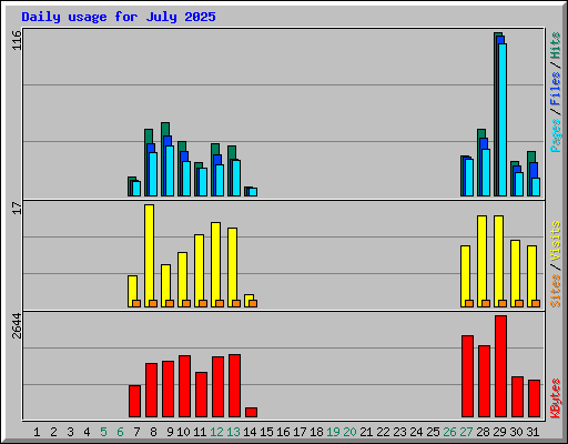 Daily usage for July 2025