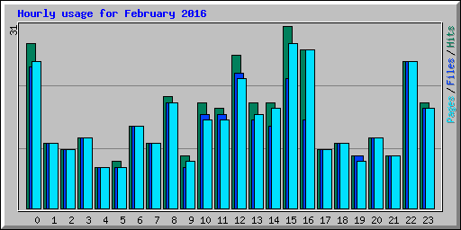 Hourly usage for February 2016