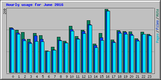 Hourly usage for June 2016