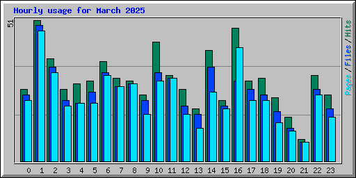 Hourly usage for March 2025